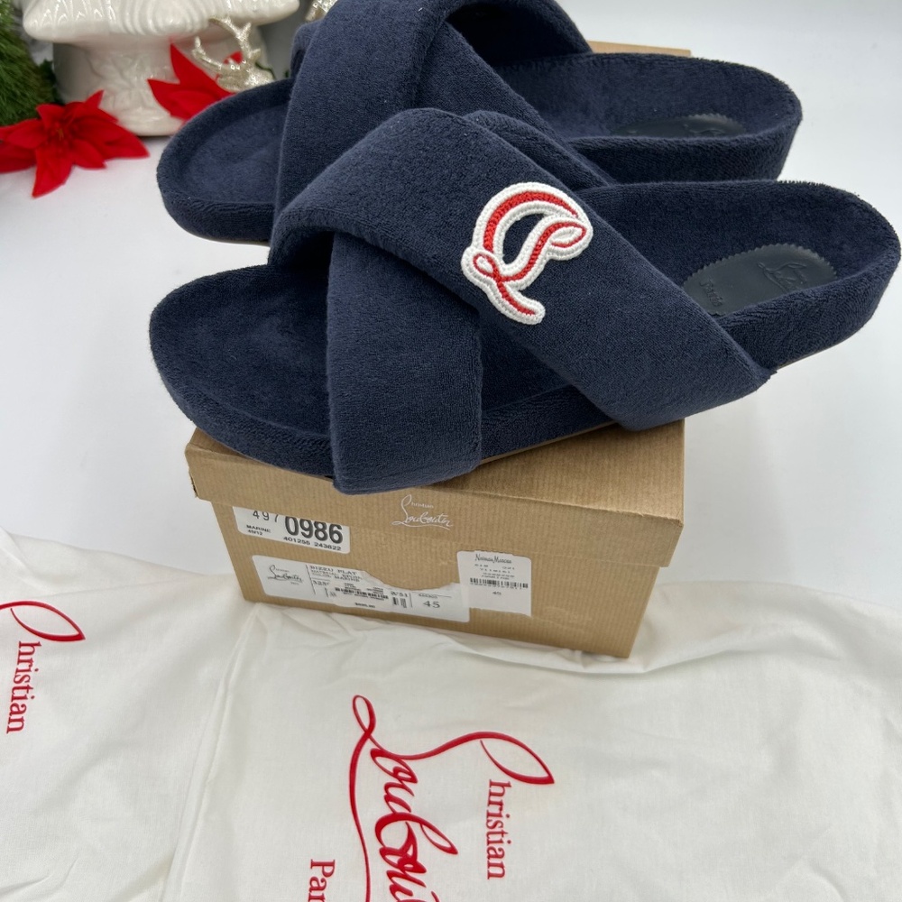 Men’s Christian Louboutin BIZZU cross strap, Terry cloth slide size 45 - Picture 11 of 11